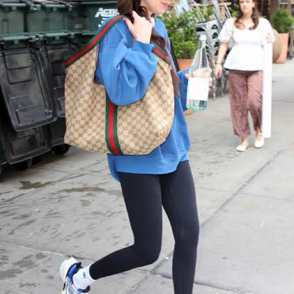 Gucci Beige and Green Signature Tote - Picture 8 of 12